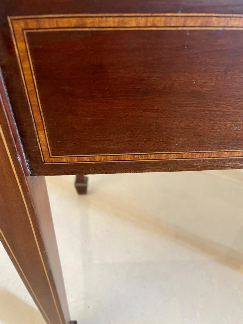 Antique Edwardian Freestanding Quality Mahogany Inlaid Piano Seat - Image 6